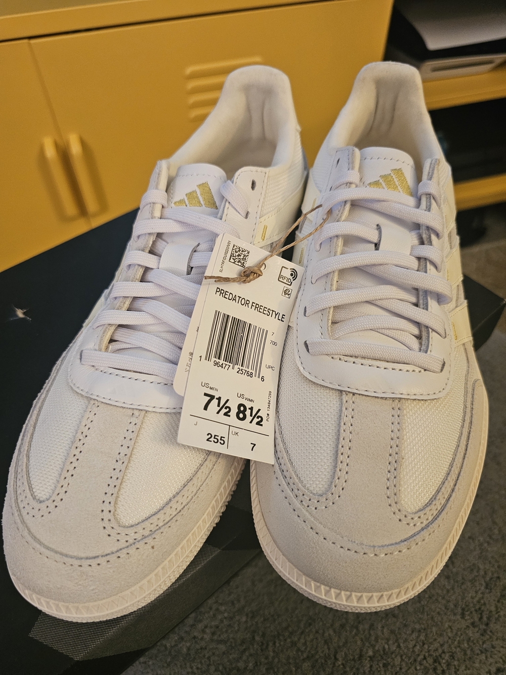 adidas Predator Freestyle Men's White Sneakers with Gold Accents
